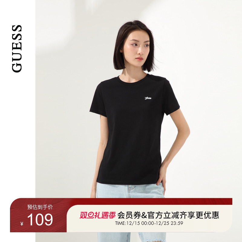 GUESSlogo纯色短袖T恤