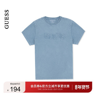 GUESS中性针织logo纯色百搭通勤短袖T恤-M5GI34KBZV1