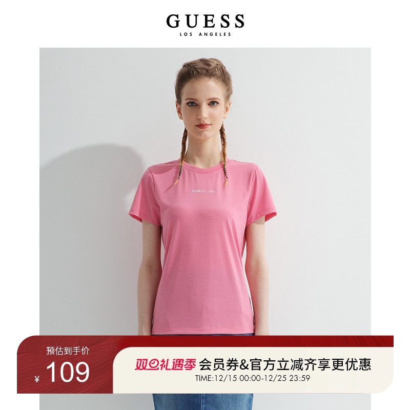 GUESS女士纯色休闲短袖
