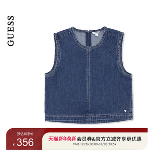 GUESS女士百搭背后拉链设计款 YP2D2285 牛仔马甲上衣