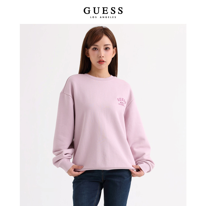 GUESS领落肩袖设计字母印花卫衣