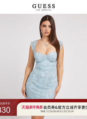 GUESS女士千禧辣妹蓝色时尚百搭设计款纯欲连衣裙-W2YK70KAQN0