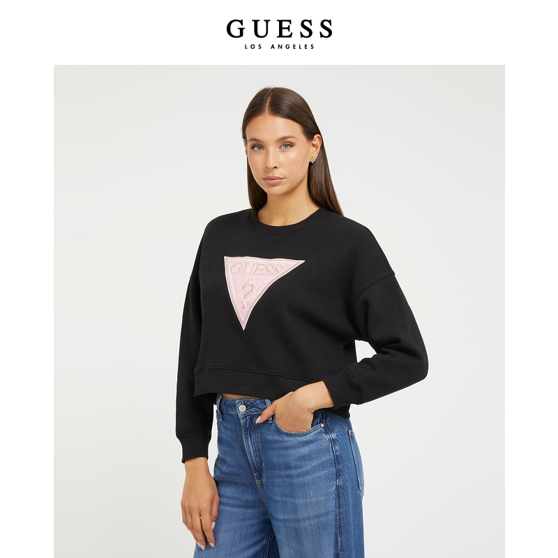 GUESS撞色刺绣logo圆领卫衣