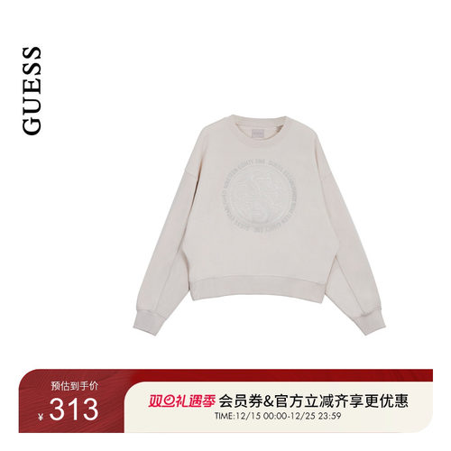 GUESS25年新款早秋女士圆领印花宽松休闲潮流卫衣-W5YQ07KB681