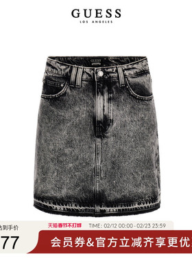 GUESS女士时尚通勤潮酷高腰牛仔半身裙-W4RD0GD56B3
