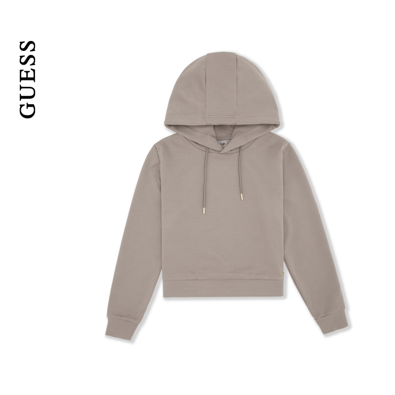 GUESS慵懒感纯色连帽卫衣