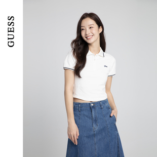 女士百搭款 条纹撞色小清新polo衫 春季 GUESS24年新款 W4PP91K2Q40