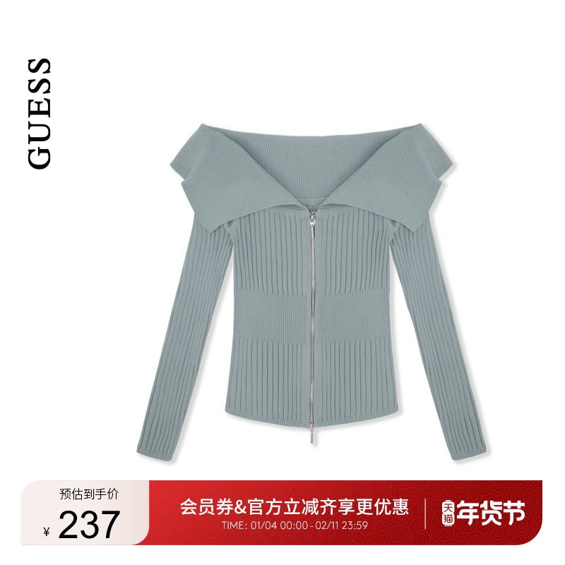 GUESS女士气质淑女风一字肩毛针织衫-W4YR56Z2UK0