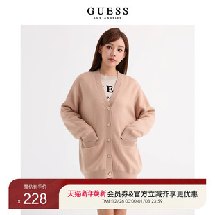 GUESS女士含羊毛羊绒学院风甜美减龄针织开衫 W3PR83Z0W90 外套
