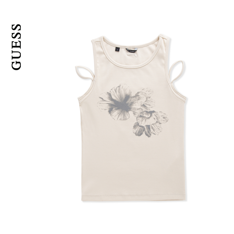 GUESS女士设计款印花纯欲无袖露肩针织衫-YP2K2460