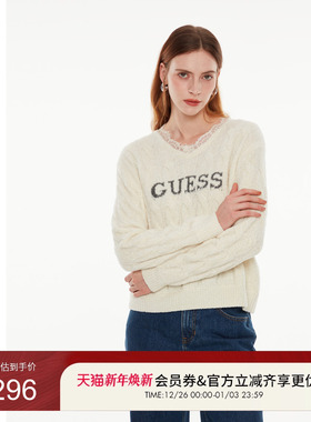 GUESS女士甜美蕾丝花边含羊毛针织衫-Q4PR63Z0W90