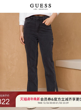 GUESS女士纯色新派开叉潮流牛仔裤-Q2BA55W55R0