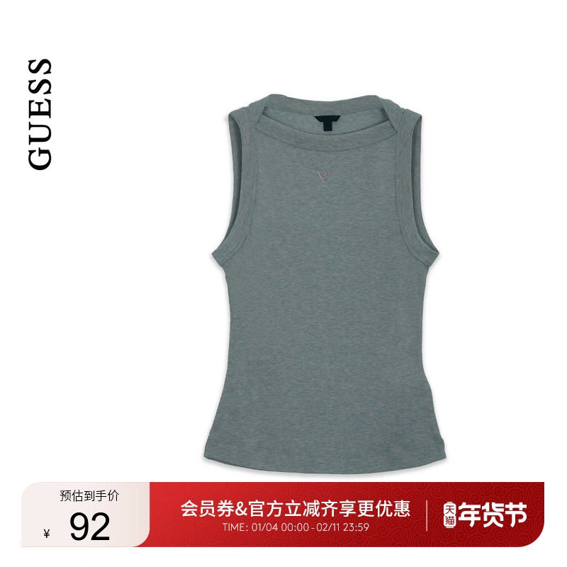 GUESS25年新款早秋女士圆领无袖针织内搭外穿背心-W5RP16KCNH2,女装/女士精品,背心吊带,淘宝优惠券,粉丝福利购,淘宝优惠卷