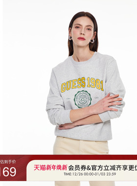 GUESS男女同款百搭logo圆领套头加绒卫衣-MO4K9461