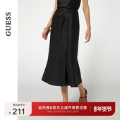 GUESS女士气质褶皱百搭老钱风半身长裙 W4BD56WGIG2