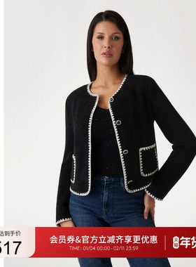 GUESS女士气质小香风针织圆领短外套-W5RN20WGVQ2