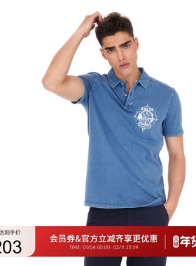 GUESS男士时尚经典polo翻领纯棉短袖T恤-M5RP10KCMY0