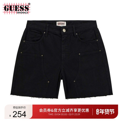 GUESS Originals25年新款夏季女士辣妹纯黑牛仔短裤-W5GD1NWGCVA