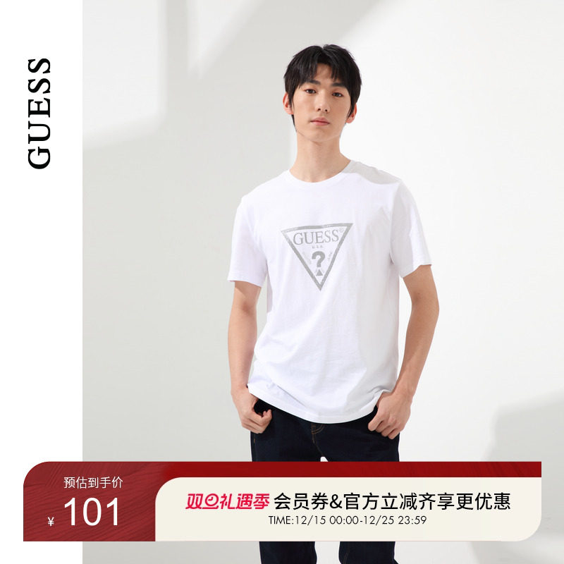 GUESS百搭通勤大logo短袖T恤