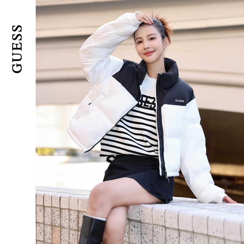 GUESS潮流撞色百搭立领羽绒服