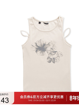 GUESS女士设计款印花纯欲无袖露肩针织衫-YP2K2460