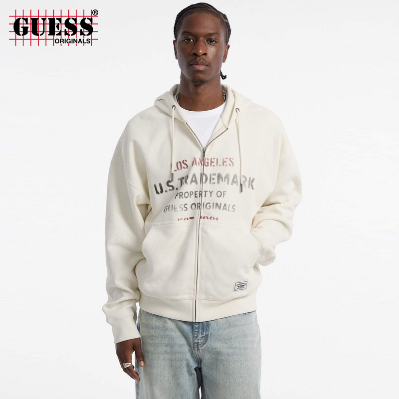 GUESSOriginals 25年新款早秋男士拉链松弛连帽卫衣-M5YQ26KCU12
