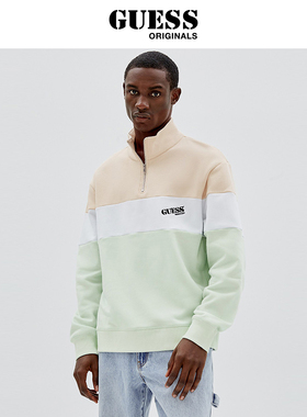 GUESSOriginal男士oversize印花立领拼接卫衣M2GQ23K9YH7