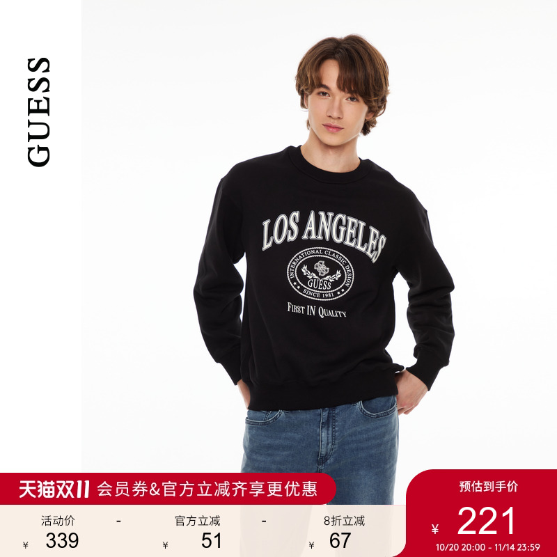 GUESS休闲风舒适纯棉长袖卫衣