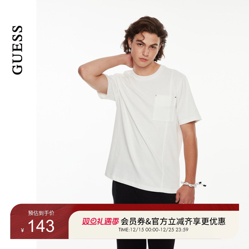 GUESS设计款口袋百搭纯色短袖T恤