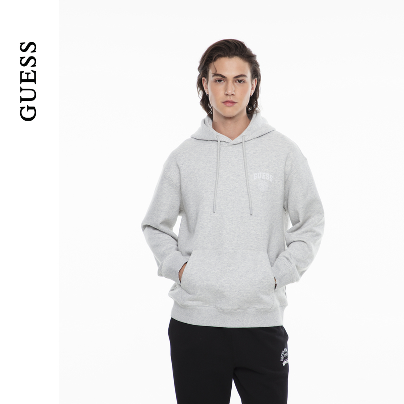 GUESS百搭图案logo抽绳连帽卫衣