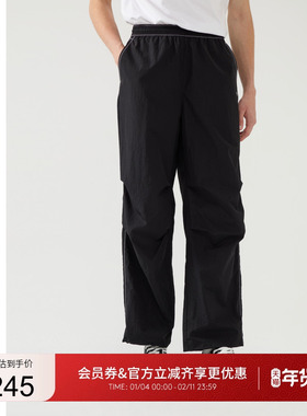 GUESS男女同款简约设计款直筒宽松工装裤-MP2W9181