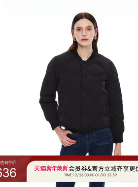 GUESS男士商务通勤简约罗纹菱格绗缝羽绒服-MO4W5880