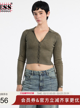 GUESSOriginals 25年新款早秋女士撞色复古短款T恤-W5YR42Z2YJ2