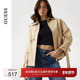 GUESS25年新款 早秋女士简约翻领束带利落通勤外套 W5YL01WHDF1