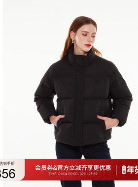 GUESS24年新款冬季女士日常通勤百搭纯色立领羽绒服W4PL4TW55R0