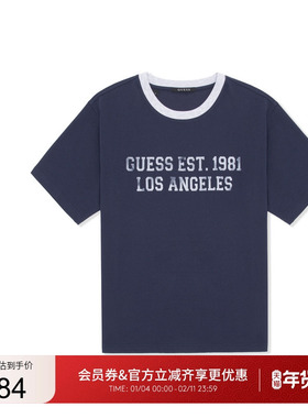GUESS中性舒适百搭字母印花短袖圆领T恤-MP2K9424K