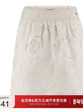 GUESS女士镂空蕾丝百搭纯欲半身短裙-W5GD1SWH521