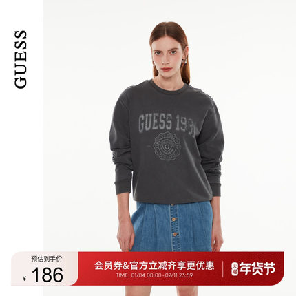GUESS男女同款潮流字母图案圆领套头卫衣-MO3K9442K