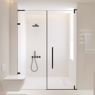 无边框淋浴房极简一字型卫生间玻璃隔断浴室干湿分离无框玻璃门