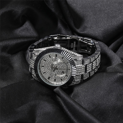 嘻哈镶钻手表男士圆形大表盘