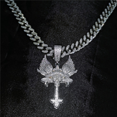 alwaysme男士嘻哈满钻十字架项链