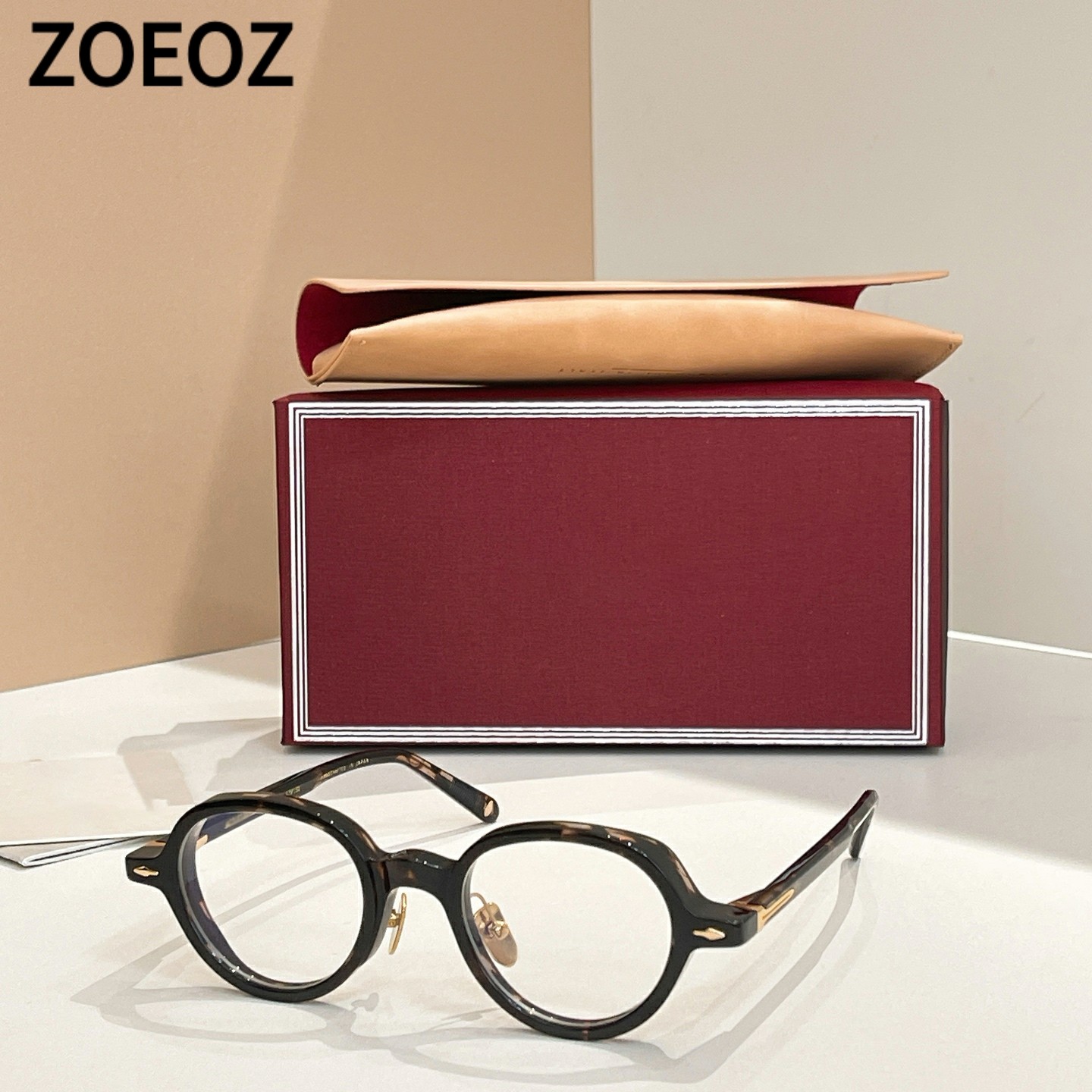 jmm CLARK 复古圆形板材光学眼镜框男女款酸醋纤维近视眼镜架豹纹