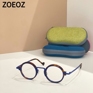 ANNE M.1板材加金属中金圆形复古近视眼镜架男女款