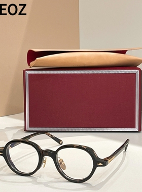 jmm CLARK 圆形板材光学眼镜框男女款酸醋纤维近视眼镜架豹纹黑色