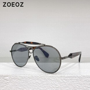 复古质感金属中金圆形装饰飞行员式太阳眼镜男女款个性墨镜