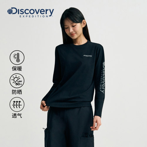 陈丽君同款Discovery探索户外字母长袖T恤运动女士训练服外套