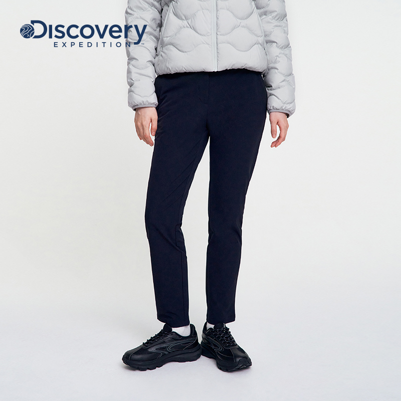 Discovery探索秋冬山系户外徒步防泼水锥形裤拉绒小脚裤女