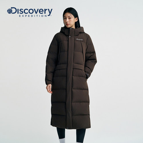 Discovery探索户外超长款加厚连帽鹅绒羽绒服情侣男女25冬新品