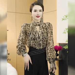 2025春夏新款法式设计款V领镂空褶皱长袖上衣乔其纱女人味衬衫女
