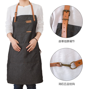 日式简约定制logo围裙餐厅饮食咖啡奶茶店美甲画画男女工作服